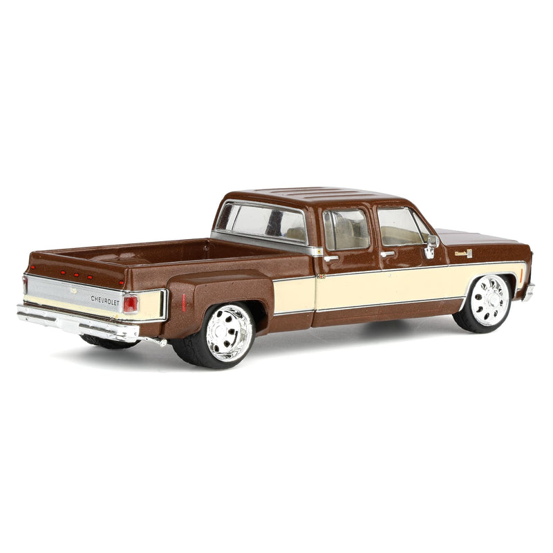 1/64 Lowered 1979 Chevrolet Silverado C30 Crew Cab Two-Tone Pickup Truck, Cordova Brown & Santa Fe by IXO Models
