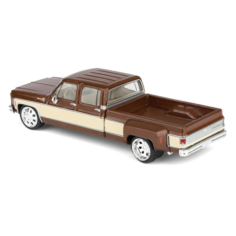 1/64 Lowered 1979 Chevrolet Silverado C30 Crew Cab Two-Tone Pickup Truck, Cordova Brown & Santa Fe by IXO Models