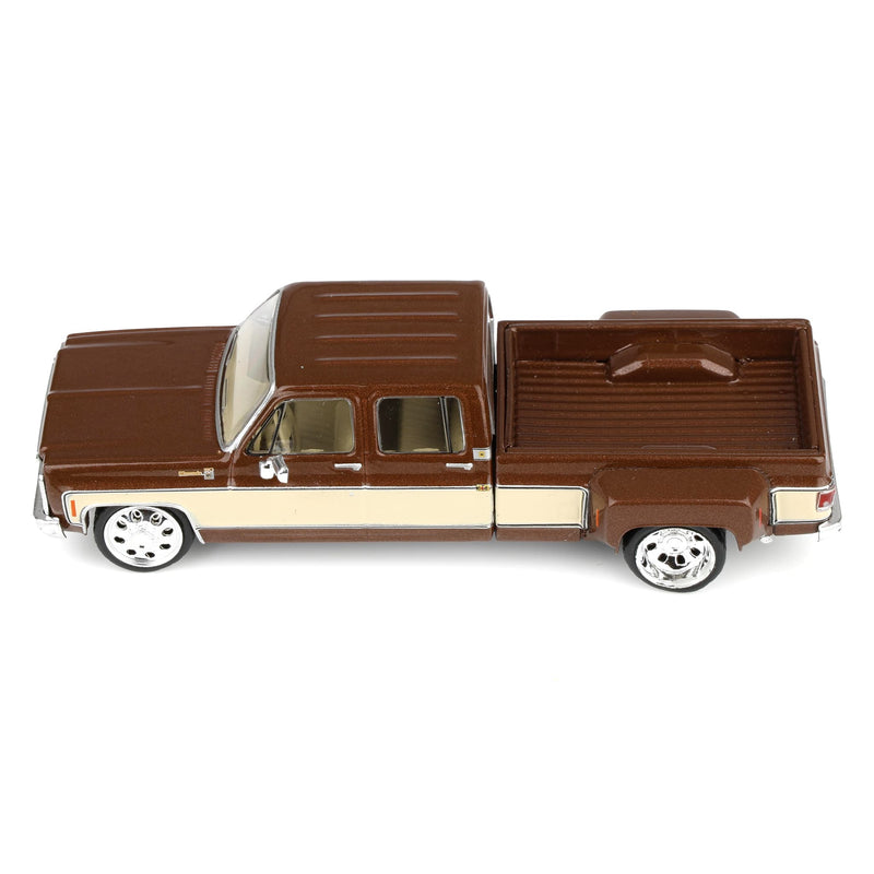 1/64 Lowered 1979 Chevrolet Silverado C30 Crew Cab Two-Tone Pickup Truck, Cordova Brown & Santa Fe by IXO Models