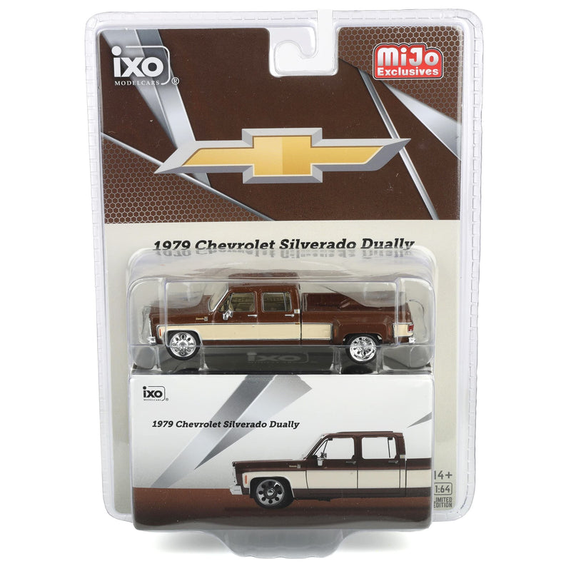 1/64 Lowered 1979 Chevrolet Silverado C30 Crew Cab Two-Tone Pickup Truck, Cordova Brown & Santa Fe by IXO Models