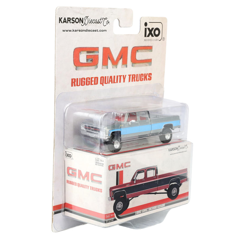 Raw Chase Unit ~ 1/64 Lifted 1980 GMC Sierra Classic K3500 Wideside Crew Cab Two-Tone Pickup Truck by IXO Models