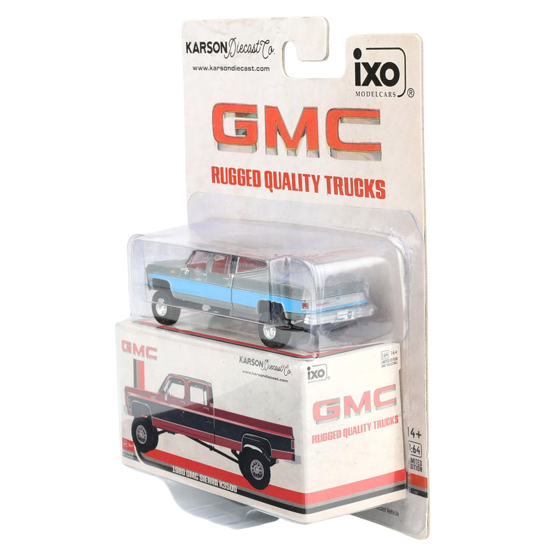 Raw Chase Unit ~ 1/64 Lifted 1980 GMC Sierra Classic K3500 Wideside Crew Cab Two-Tone Pickup Truck by IXO Models