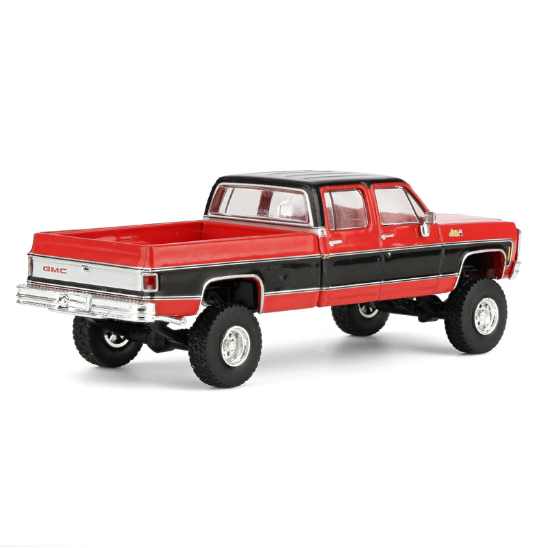 1/64 Lifted 1980 GMC Sierra Classic K3500 Wideside Crew Cab Two-Tone Pickup Truck, Cardinal Red & Black by IXO Models