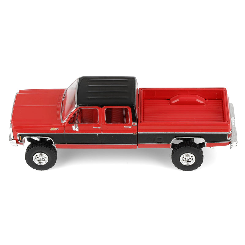 1/64 Lifted 1980 GMC Sierra Classic K3500 Wideside Crew Cab Two-Tone Pickup Truck, Cardinal Red & Black by IXO Models