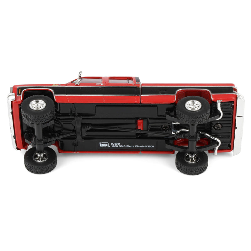 1/64 Lifted 1980 GMC Sierra Classic K3500 Wideside Crew Cab Two-Tone Pickup Truck, Cardinal Red & Black by IXO Models