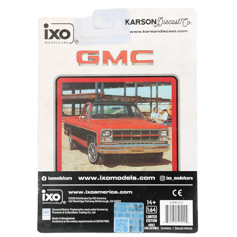 1/64 Lifted 1980 GMC Sierra Classic K3500 Wideside Crew Cab Two-Tone Pickup Truck, Cardinal Red & Black by IXO Models