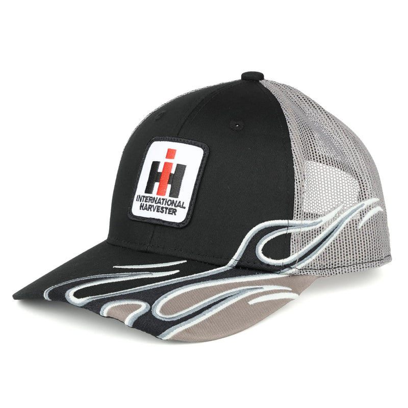 International Harvester Black & Gray Flame Mesh Cap