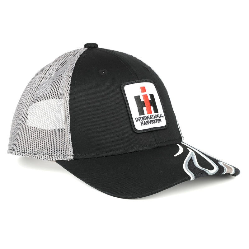 International Harvester Black & Gray Flame Mesh Cap