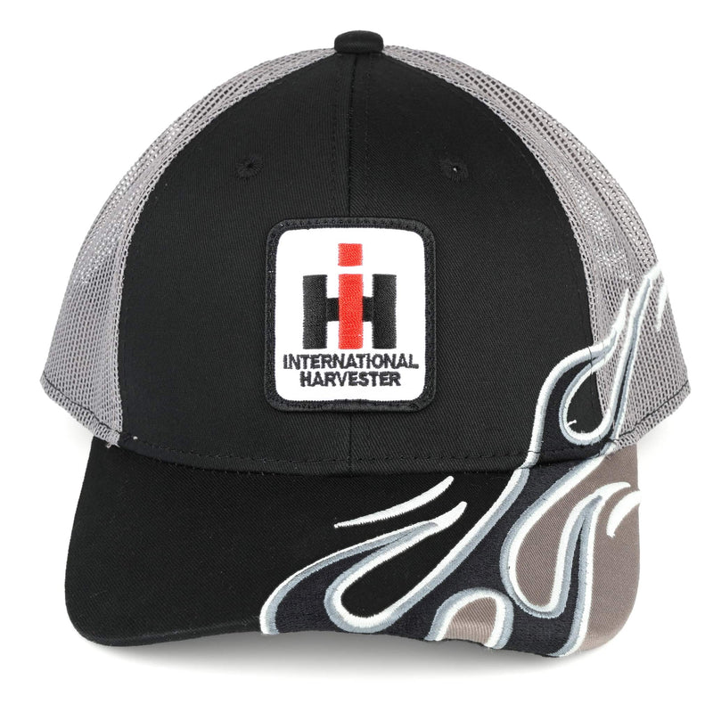 International Harvester Black & Gray Flame Mesh Cap