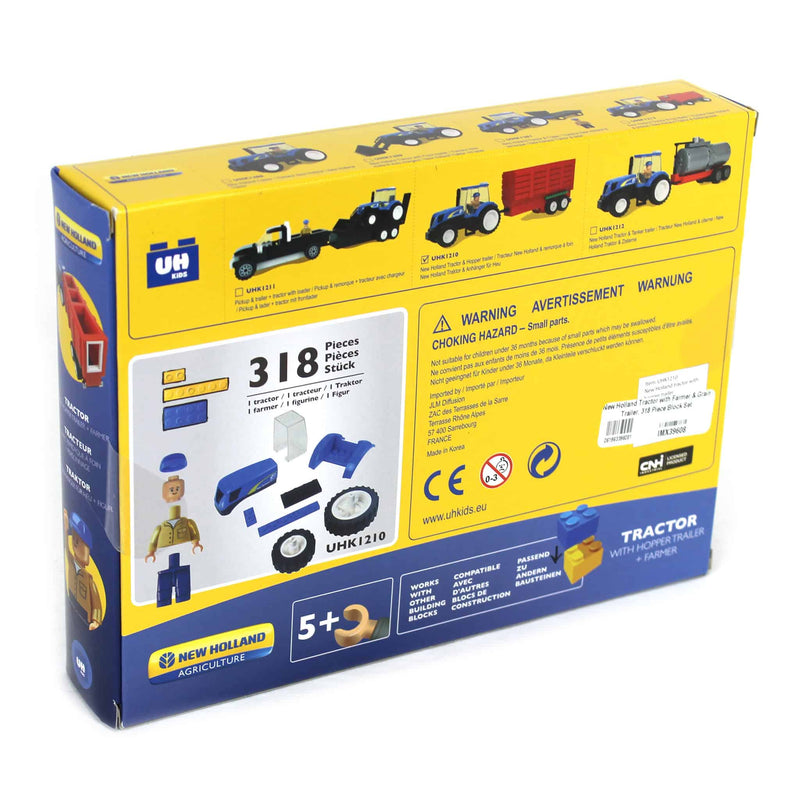 New Holland Block Set with Tractor, Farmer & Grain Trailer, 318 Pieces