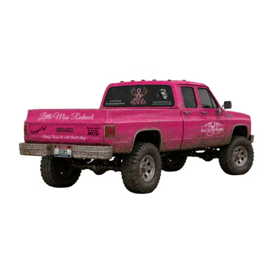 1/64 Pink GMC Crew Cab 4x4 Lifted Pickup Truck by J1 Diecast Trucking, Country Girl, Little Miss Redneck