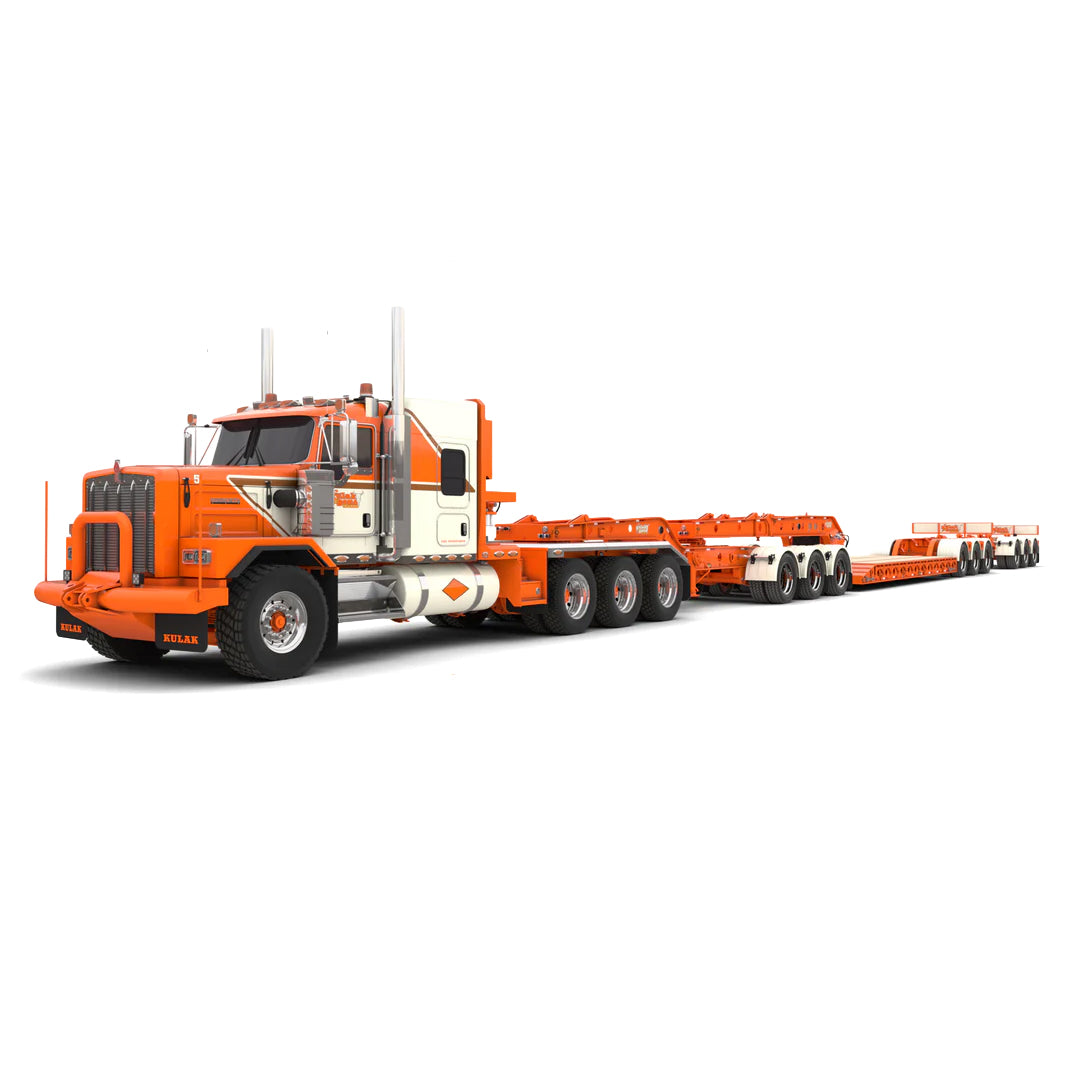 1/64 Kenworth C500 3x3x3 Heavy Haul Semi Truck with Lowboy, Jeep