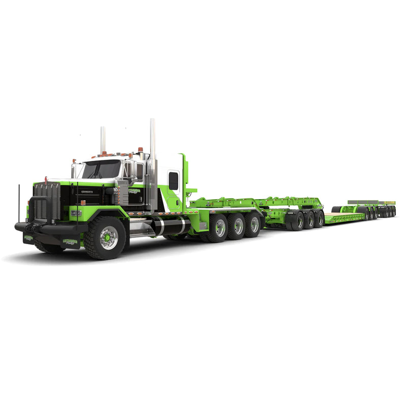1/64 Kenworth C500 3x3x3 Heavy Haul Semi Truck with Lowboy, Jeep & Booster by PCT, Lefthander Trucking
