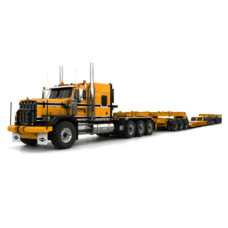1/64 Kenworth C500 3x3x3 Heavy Haul Semi Truck with Lowboy, Jeep & Booster by PCT, Premay Equipment