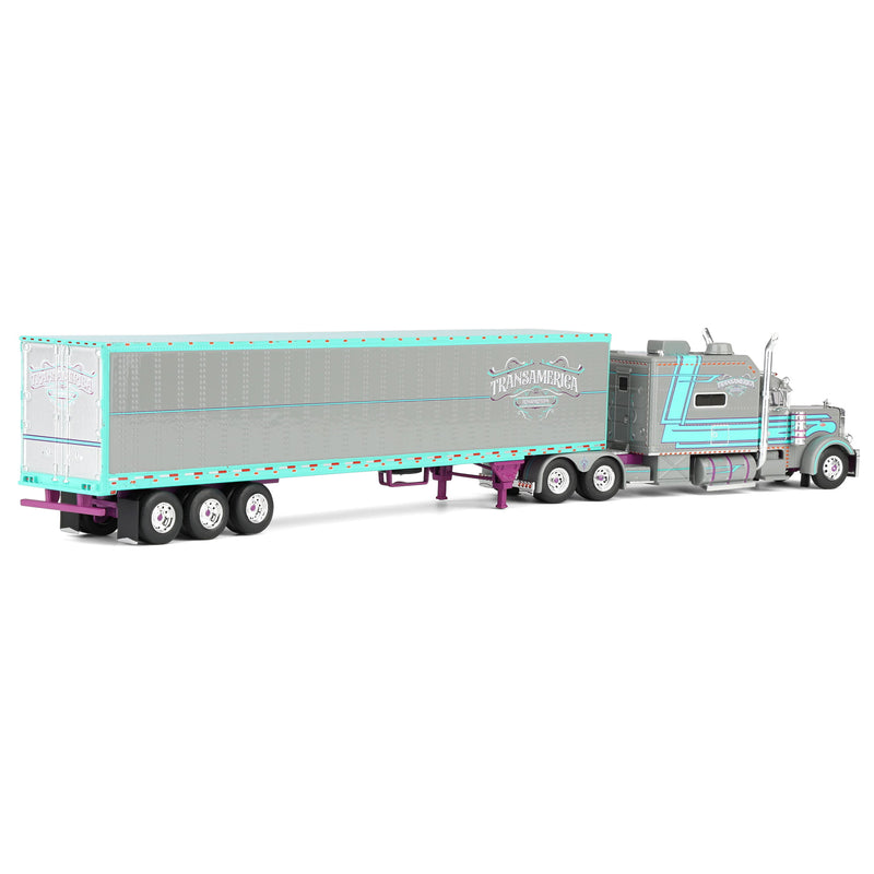 1/64 Peterbilt 379 Big Bunk Cab Style with 53ft Tri-Axle Van Trailer by J1 Diecast Trucking, TransAmerica Transportation