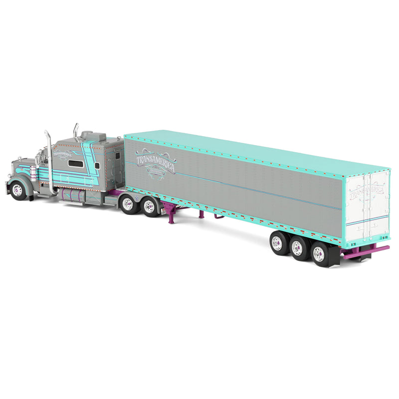 1/64 Peterbilt 379 Big Bunk Cab Style with 53ft Tri-Axle Van Trailer by J1 Diecast Trucking, TransAmerica Transportation