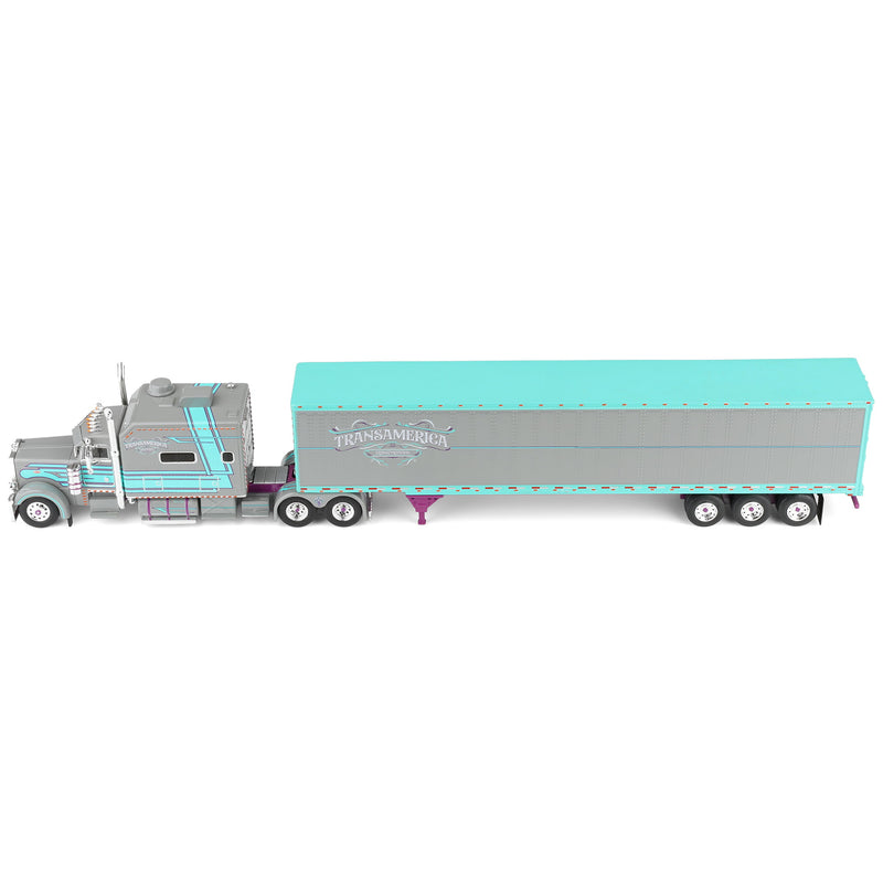 1/64 Peterbilt 379 Big Bunk Cab Style with 53ft Tri-Axle Van Trailer by J1 Diecast Trucking, TransAmerica Transportation