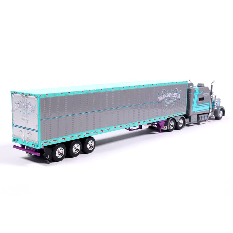 1/64 Peterbilt 379 Big Bunk Cab Style with 53ft Tri-Axle Van Trailer by J1 Diecast Trucking, TransAmerica Transportation