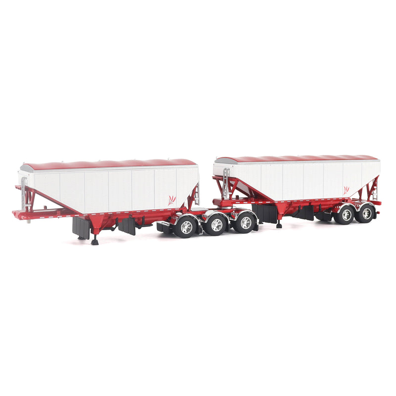 1/64 B-Train Grain Trailers by Diecast Masters, White with Red Frame