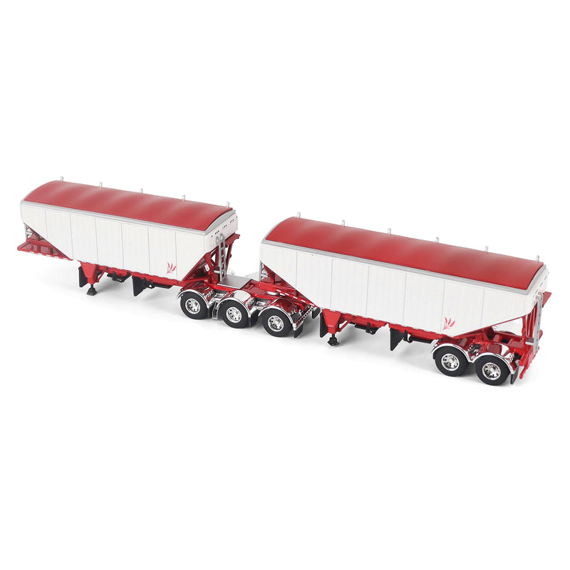 1/64 B-Train Grain Trailers by Diecast Masters, White with Red Frame