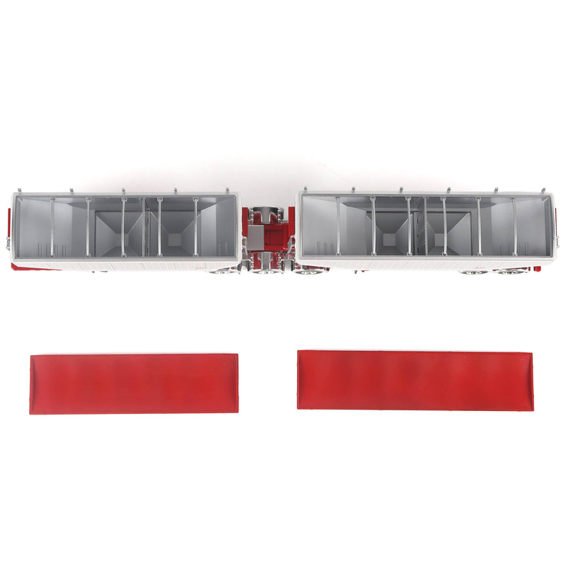 1/64 B-Train Grain Trailers by Diecast Masters, White with Red Frame