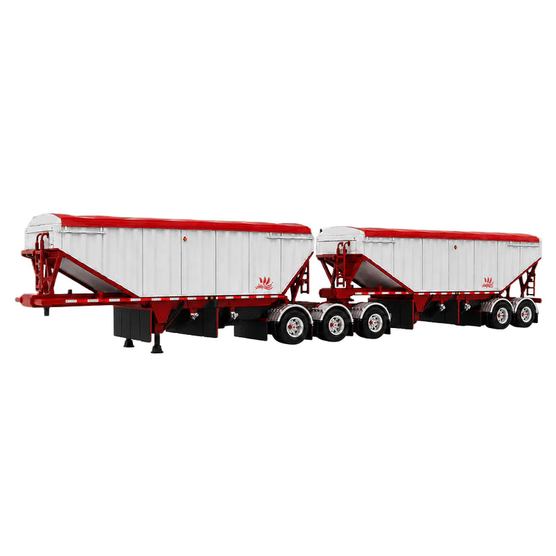 1/64 B-Train Grain Trailers by Diecast Masters, White with Red Frame