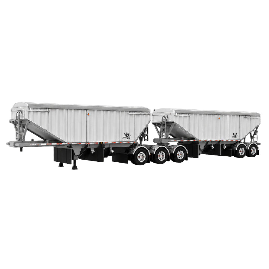 1/64 B-Train Grain Trailers by Diecast Masters, White with Silver