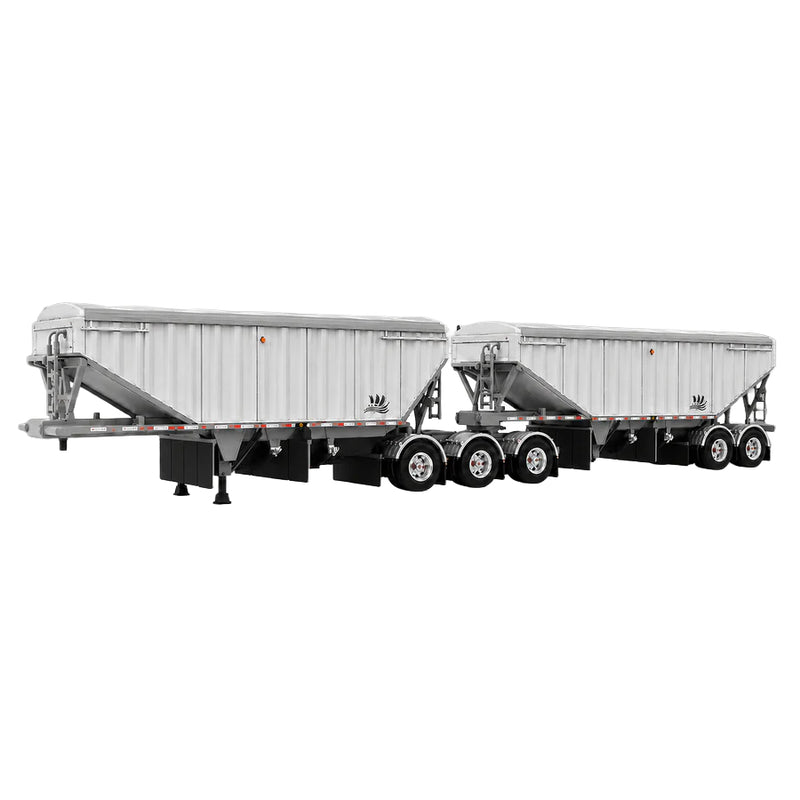 1/64 B-Train Grain Trailers by Diecast Masters, White with Silver Frame