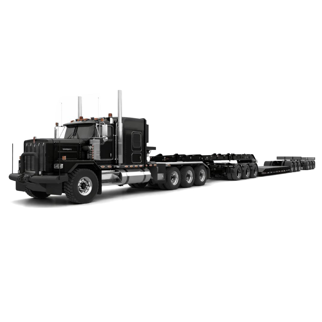 1/64 Kenworth C500 3x3x3 Heavy Haul Semi Truck with Lowboy, Jeep