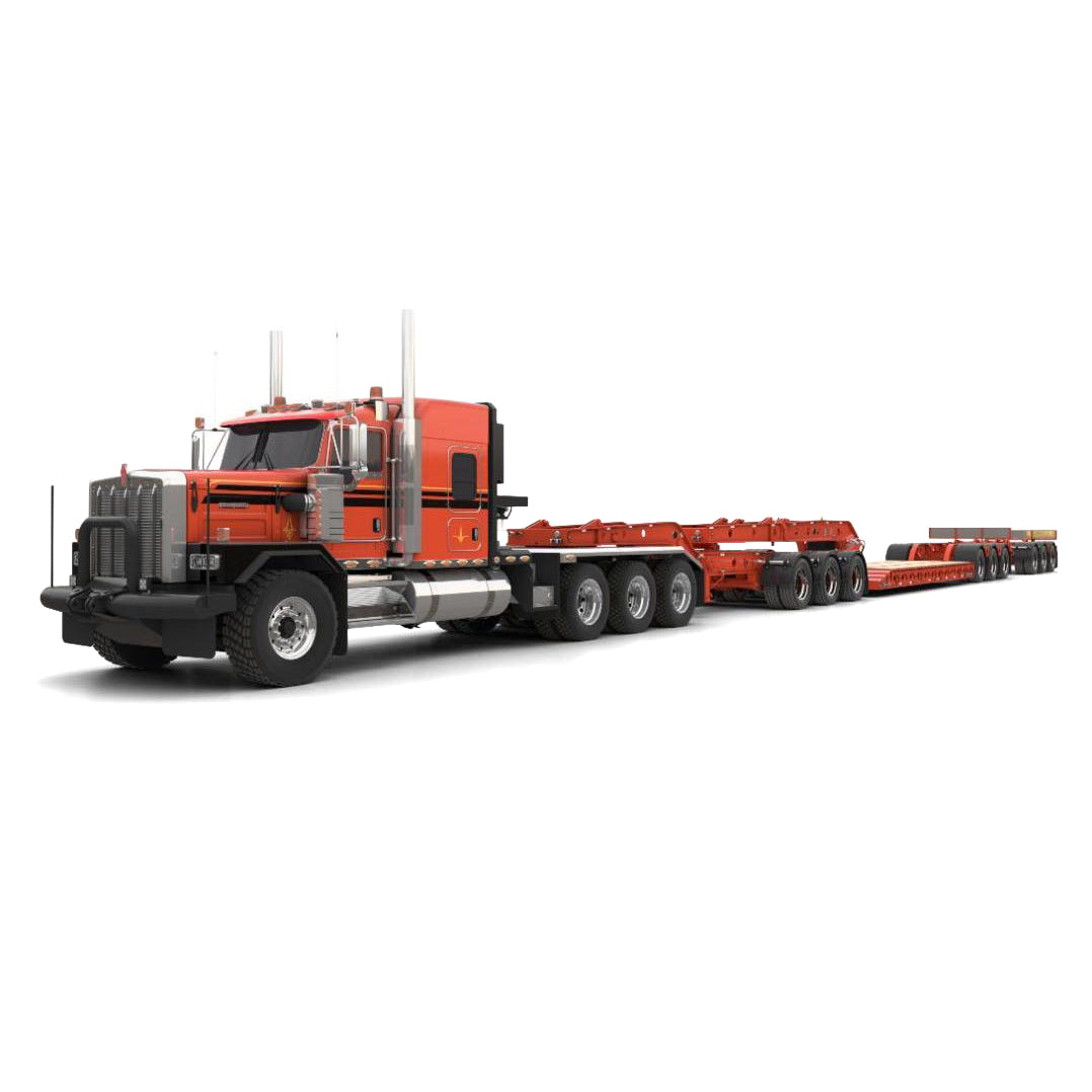 ホビーラジコン Truck  Heavy  Truck  Heavy 1/64 Kenworth C500 3x3x3 Heavy Haul Semi Truck with Lowboy, Jeep