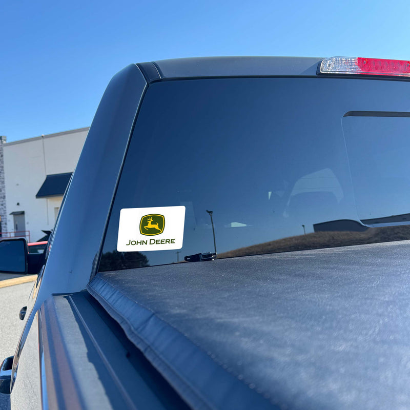 John Deere Logo Stick On Decal with White Backing