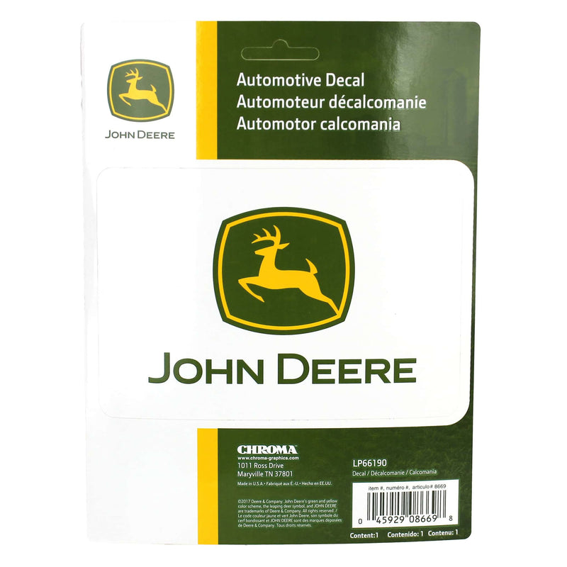 John Deere Logo Stick On Decal with White Backing