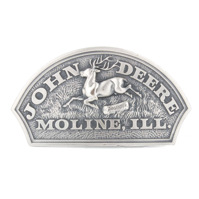 Vintage 1983 John Deere 1876 Historical Trademark Silvertone Belt Buckle