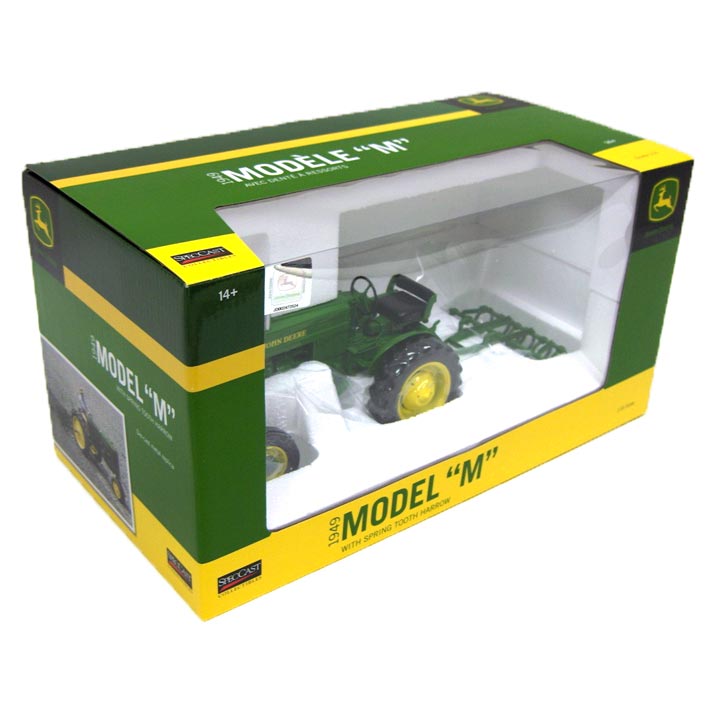 1/16 1949 John Deere Model M Tractor with Spring Tooth Harrow by SpecCast