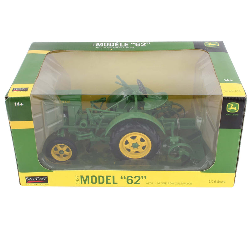 1/16 1937 John Deere Model "62" Tractor with L-14 Cultivator by SpecCast