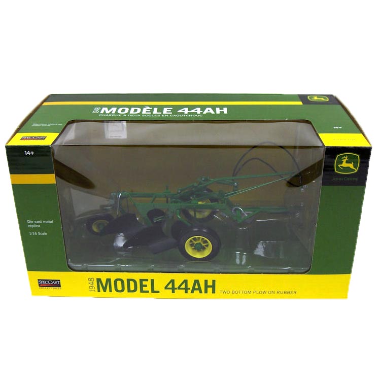 1/16 1948 John Deere Model 44 AH 2 Bottom Plow on Rubber Wheels by SpecCast