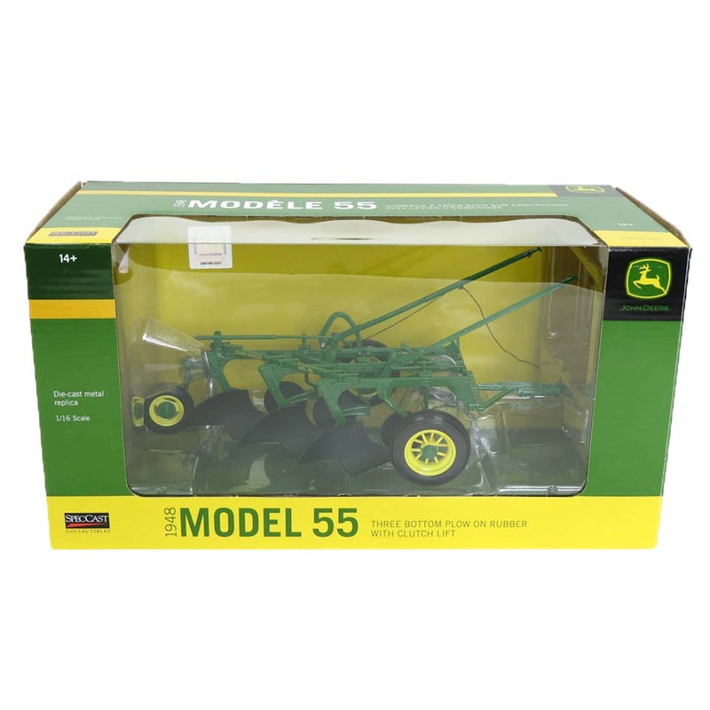 1/16 John Deere #55 Three Bottom Plow on Rubber with Clutch Lift by SpecCast