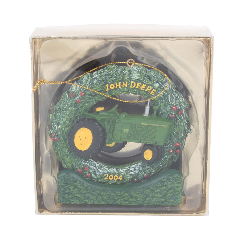 2004 John Deere 4010 Diesel Tractor Christmas Wreath Ornament with Stand