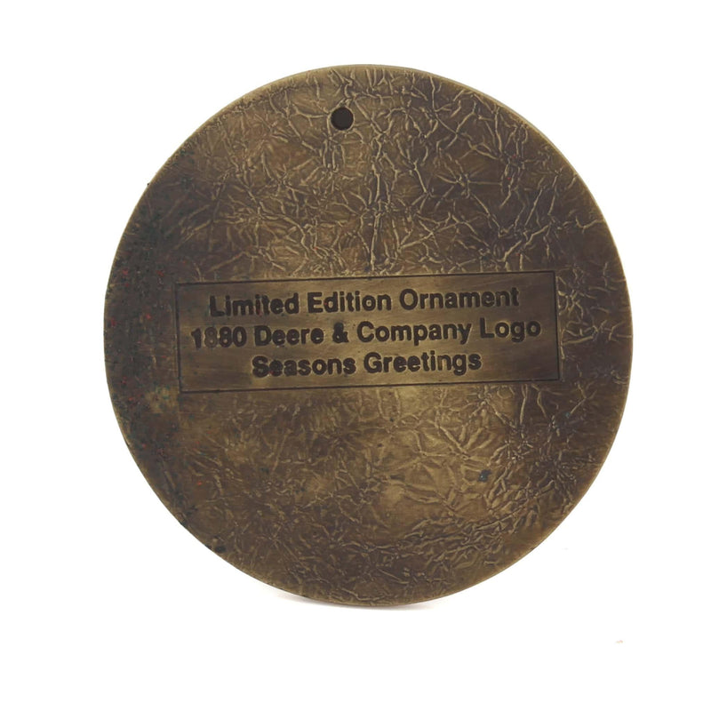 1995 John Deere Christmas Ornament, 1880 Company Logo, 2.5in Antique Brass