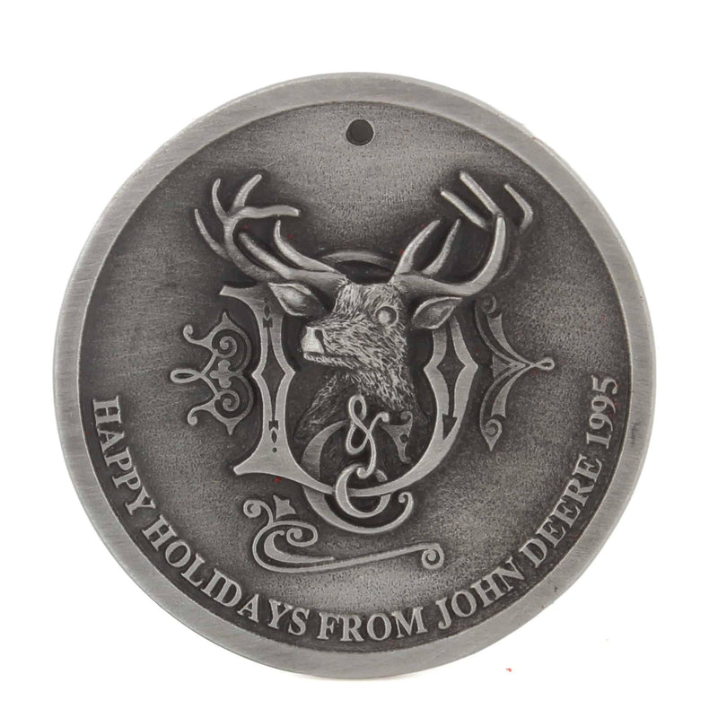 John Deere 1880 Company Logo, 2.5 Inch Round Pewter 1995 Christmas Ornament