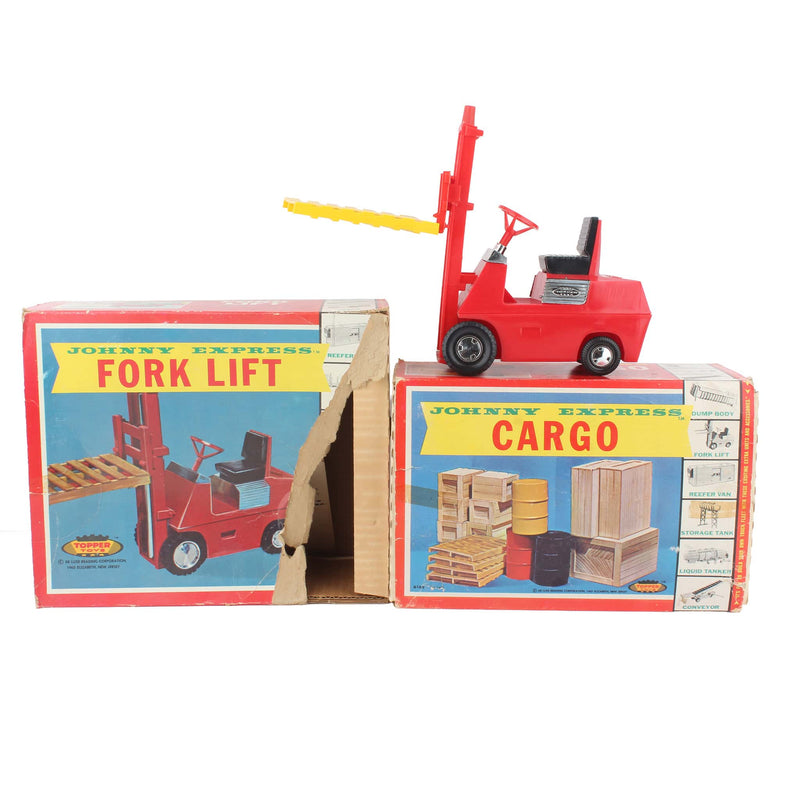 1960's Johnny Express Fork Lift & Cargo Set in Original Boxes by Topper Toys