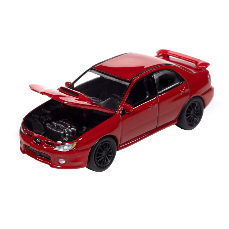 1/64 2006 Subaru Impreza WRX, Bright Red, Mecum Auctions, Johnny Lightning Collector Tin Series 15