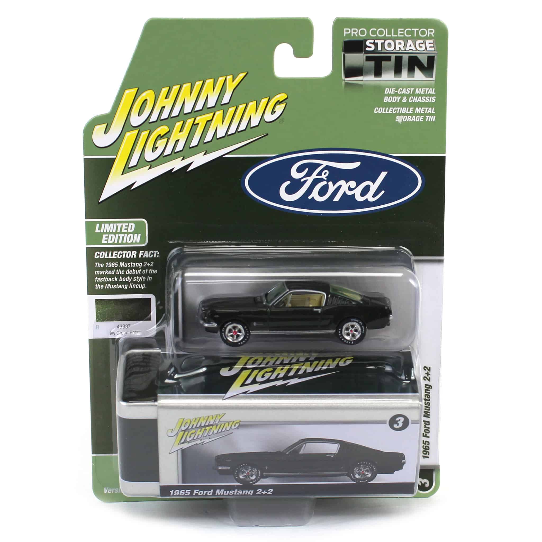 1/64 1965 Ford Mustang Fastback, Ivy Green, Johnny Lightning