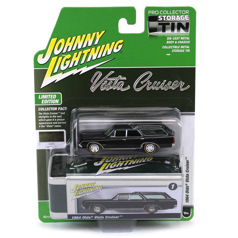 1/64 1964 Oldsmobile Vista Cruiser, Jade Mist Poly, Johnny Lightning Collector Tin Series 16