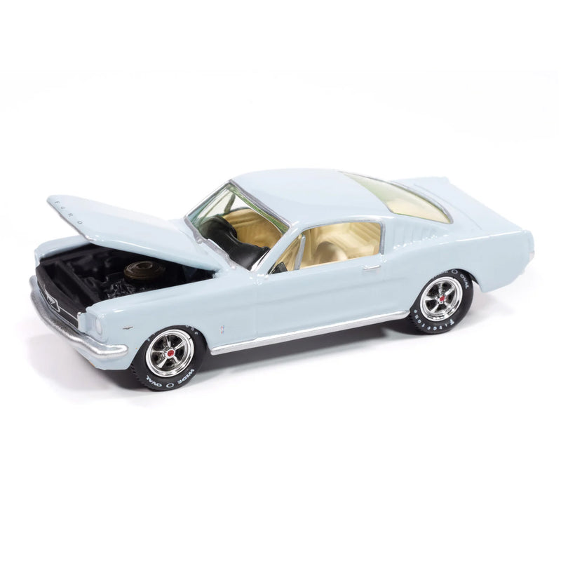 1/64 1965 Ford Mustang Fastback, Arcadian Blue, Johnny Lightning Collector Tin Series 16