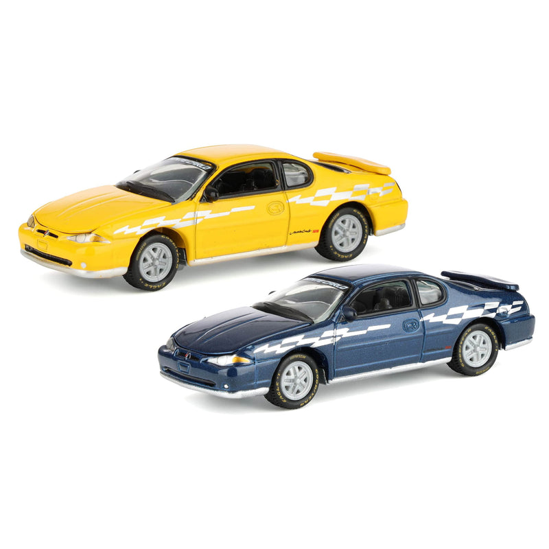 Set of (2) 1/64 2002 Chevy Monte Carlo Pace Car A & B Versions from the Johnny Lightning Collector Tin Series