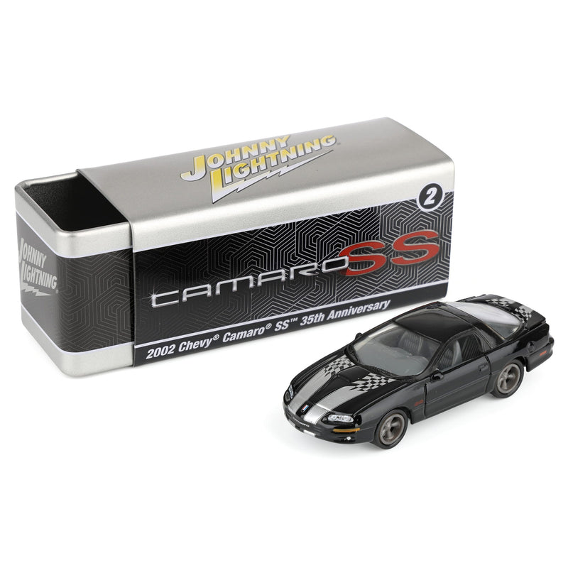 1/64 2002 Chevy Camaro SS 35th Anniversary, Onyx Black, Johnny Lightning Collector Tin Series