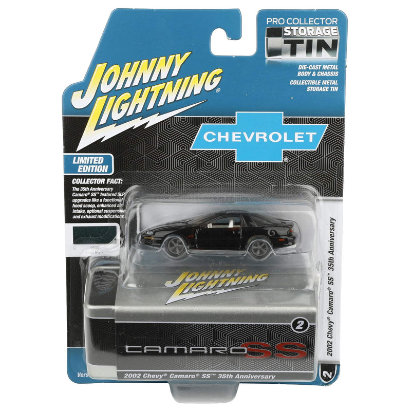 1/64 2002 Chevy Camaro SS 35th Anniversary, Onyx Black, Johnny Lightning Collector Tin Series