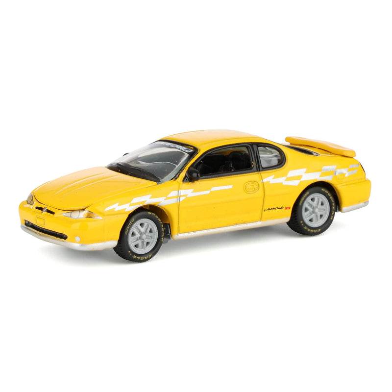 1/64 2002 Chevy Monte Carlo Pace Car, Competition Yellow, Johnny Lightning Collector Tin Series