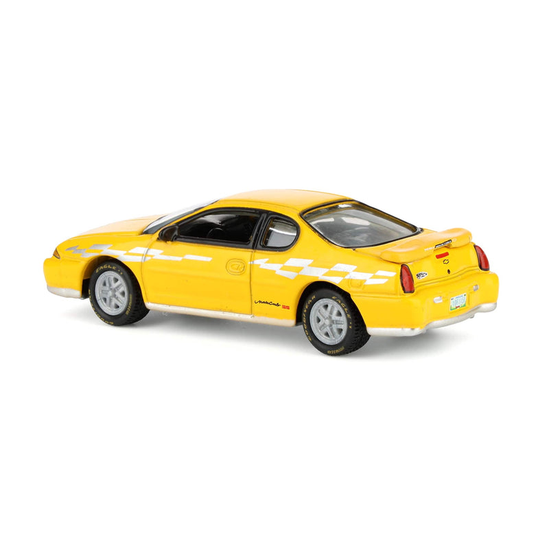 1/64 2002 Chevy Monte Carlo Pace Car, Competition Yellow, Johnny Lightning Collector Tin Series